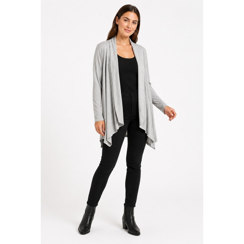 Hello Mello Perennial Cardigan Women's XL Gray Open Front Waterfall Lightweight